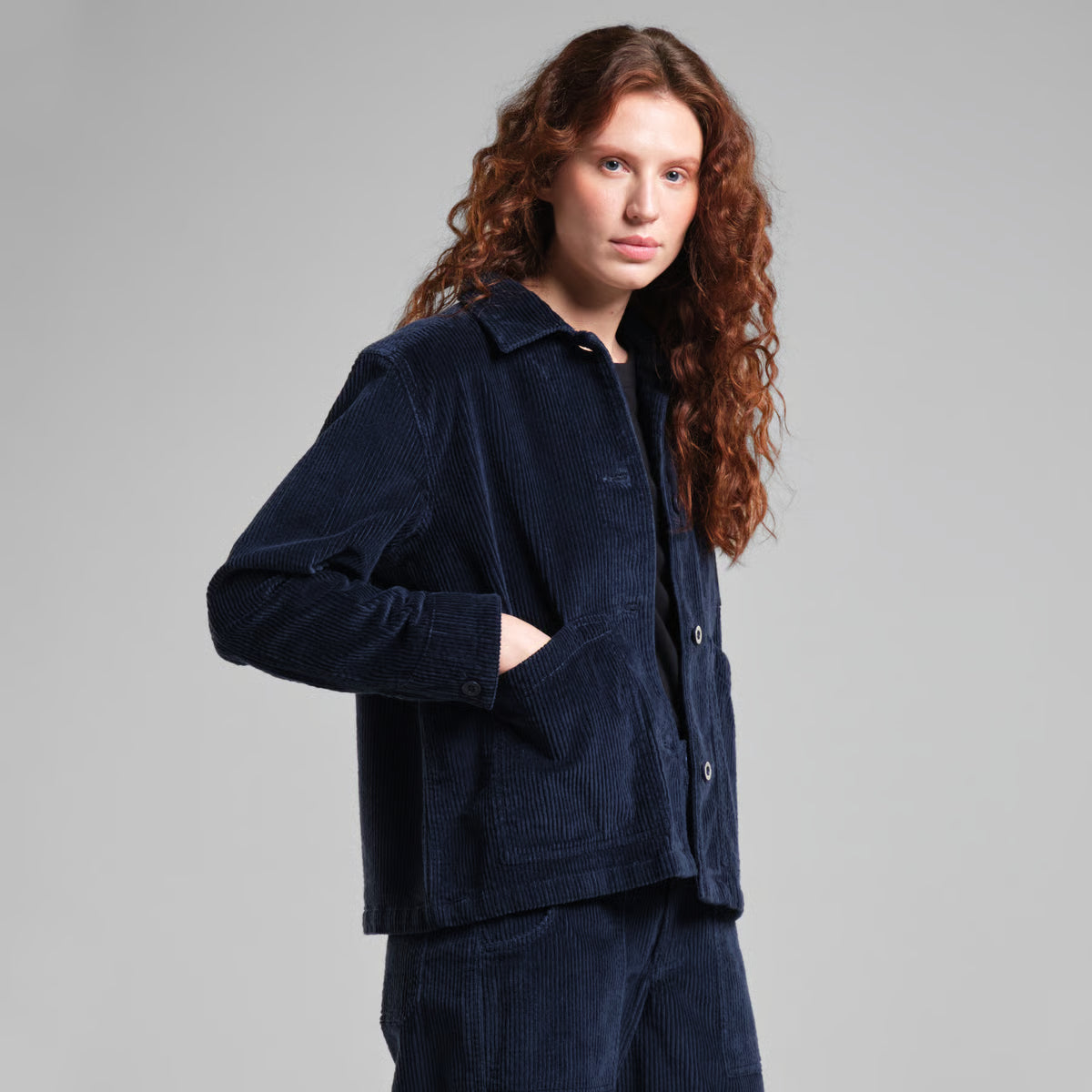 Takki Stiby Corduroy, tummansininen